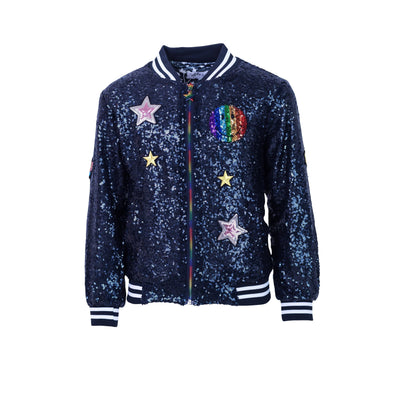 Lola + The Boys Jackets & Bombers Rainbow Emoji Sequin Bomber