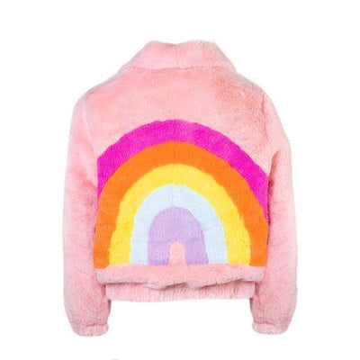 Lola + The Boys Jackets & Bombers Rainbow Faux Fur Coat