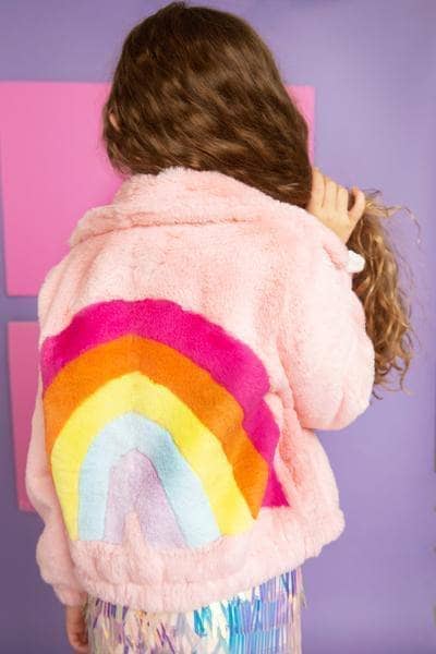 Lola + The Boys Jackets & Bombers Rainbow Faux Fur Coat