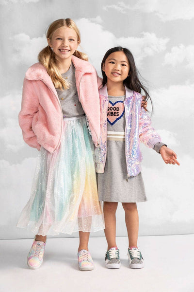 Lola + The Boys Jackets & Bombers Rainbow Faux Fur Coat