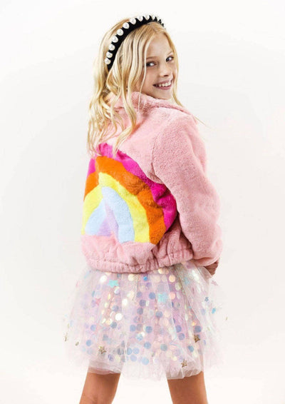 Lola + The Boys Jackets & Bombers Rainbow Faux Fur Coat