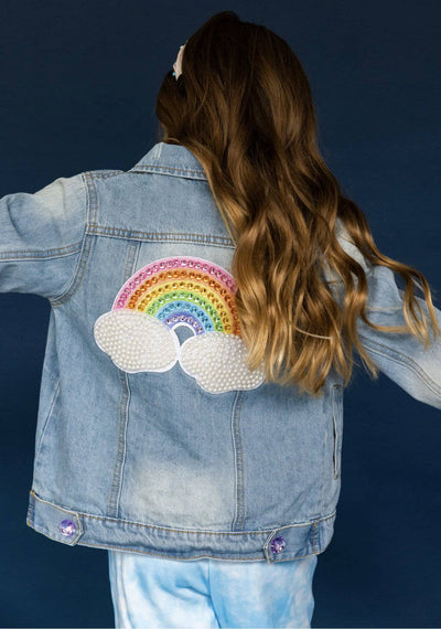 Lola + The Boys Jackets & Bombers Rainbow Pearl Denim Jacket