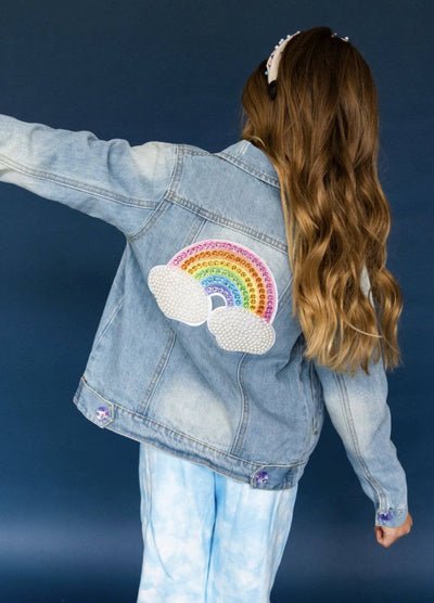 Lola + The Boys Jackets & Bombers Rainbow Pearl Denim Jacket