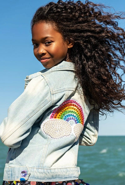 Lola + The Boys Jackets & Bombers Rainbow Pearl Denim Jacket