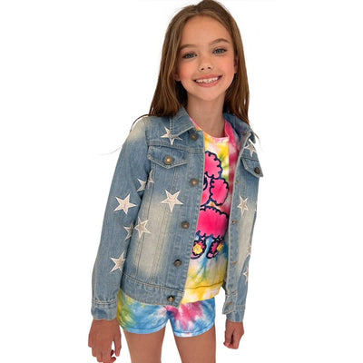 Lola + The Boys Jackets & Bombers Star Leather Patched Denim Jacket