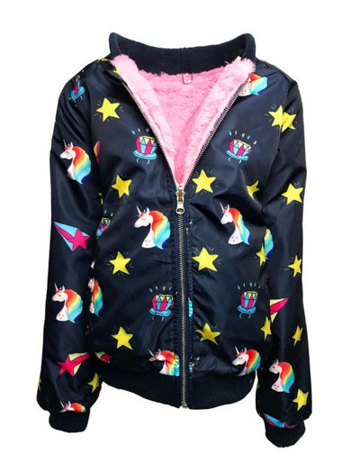 Lola + The Boys Jackets & Bombers Unicorn Ring Pop Plush Bomber