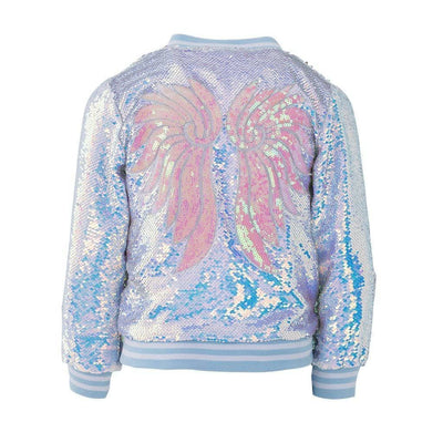 Lola + The Boys Jackets & Bombers Adult Small Women's Iridescent Angel Sequin Flip Bomber