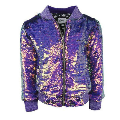 Lola & The Boys Jackets & Bombers S / Purple Women's Magic Mermaid Sequin Bomber