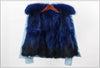 Lola + The Boys Jackets & Bombers Women’s Navy ombré fox fur denim jacket