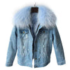 Lola + The Boys Jackets & Bombers Small / Baby blue Women’s Navy ombré  fur denim jacket