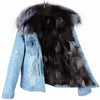 Lola + The Boys Jackets & Bombers Small / Grey Women’s Navy ombré  fur denim jacket