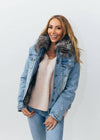 Lola + The Boys Jackets & Bombers Women’s Navy Ombré Fur Denim Jacket