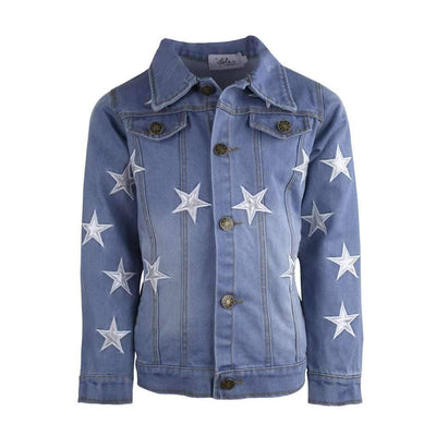 Lola + The Boys Jackets & Bombers Women's Star Leather Patched Denim Jacket