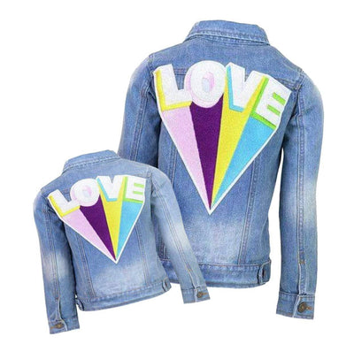 Lola + The Boys Jackets & Bombers Womens Rainbow LOVE Denim