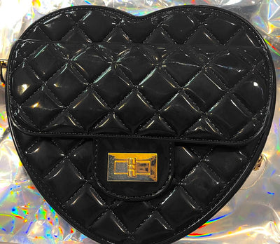 Lola + The Boys Black Jelly Coco Heart Purse