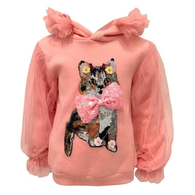 Lola + The Boys Kitty bow tulle sweatshirt