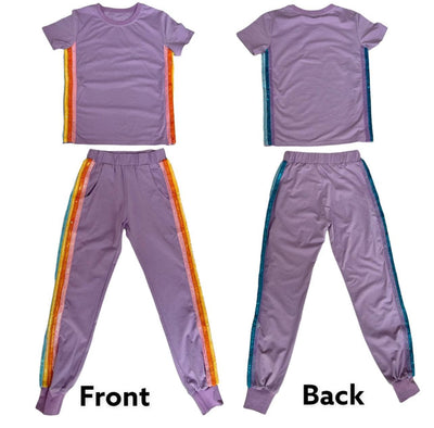 Lola + The Boys Lavender Rainbow Sequin Jogger Set