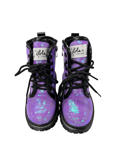 Lola + The Boys Lavender Sequin Boots