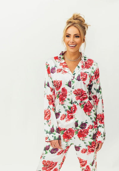 Lola + The Boys loungewear Rose Garden Silk Lounge Set