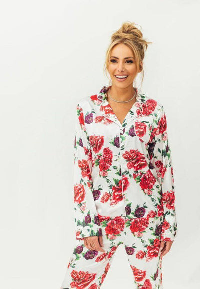 Lola + The Boys loungewear Wonen’s Rose Garden Silk Lounge Set