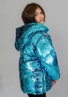 Lola + The Boys Magic Sequin Flip Puffer Coat