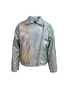 Lola + The Boys Metallic Rainbow Silver Moto Jacket