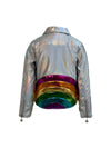 Lola + The Boys Metallic Rainbow Silver Moto Jacket