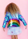 Lola + The Boys Metallic Rainbow Sky Moto Jacket