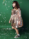 Lola & The Boys Midi Rose Gold Sequin Flip Party Dress