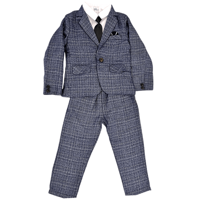 Lola + The Boys Navy plaid three piece suit