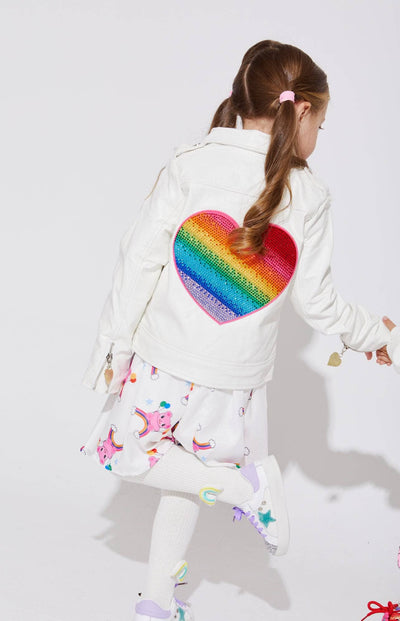 Lola + The Boys Ombre Heart Rainbow Vegan Leather Jacket