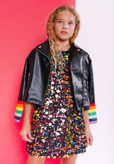 Lola + The Boys Paillette Stardust Sequin Dress Black