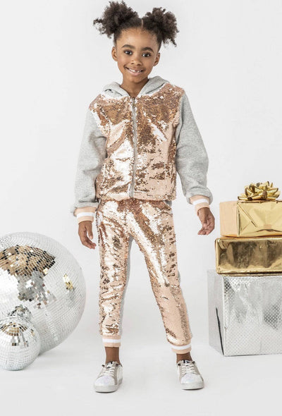 Lola + The Boys Pants Goldie Flip Sequin Joggers