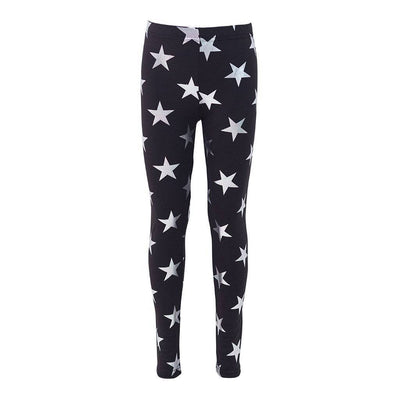 Lola + The Boys Pants Metallic Silver Star Leggings