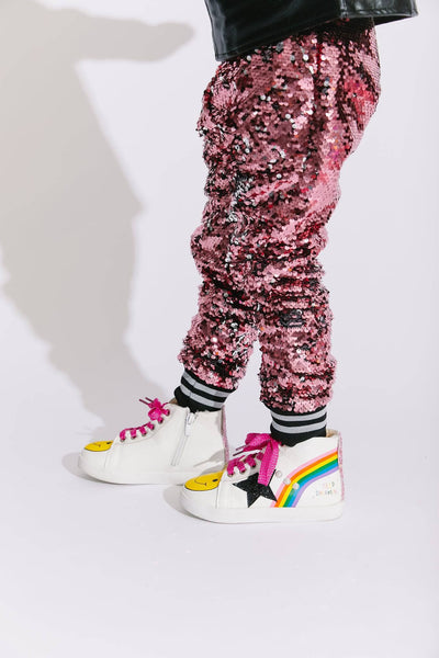 Lola + The Boys Pants Pink Lemonade Sequin Joggers