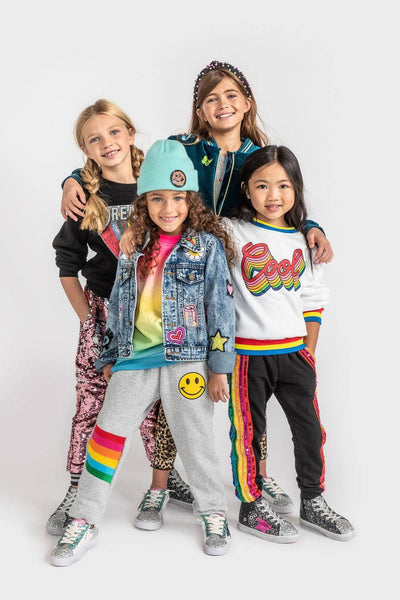 Lola + The Boys Pants Rainbow Sequin Joggers