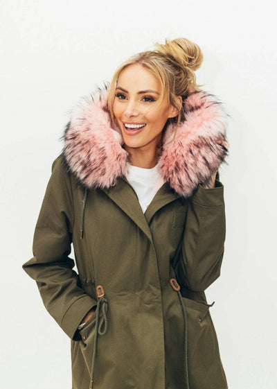 Lola & The Boys Parkas & Furs Women's Muted Green Faux Fur Parka