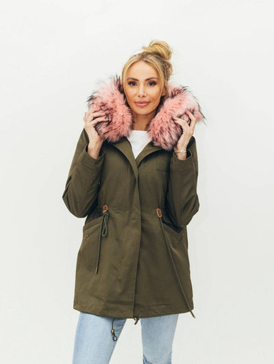 Lola & The Boys Parkas & Furs Women's Muted Green Faux Fur Parka