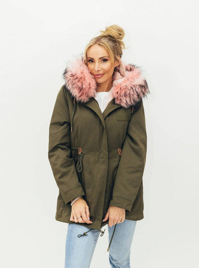 Lola & The Boys Parkas & Furs Women's Muted Green Faux Fur Parka