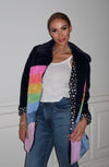 Lola + The Boys Parkas & Furs Womens Rainbow Faux Fur Midi Coat