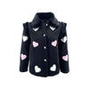 Lola + The Boys Patch Hearts Fur Collar Jacket