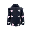 Lola + The Boys Patch Hearts Fur Collar Jacket