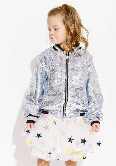 Lola + The Boys Pink emoji sequin bomber