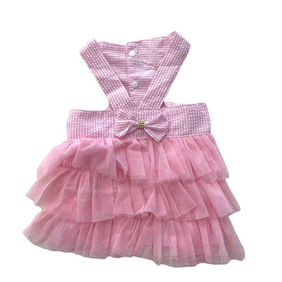 Lola + The Boys Pink stripe bow dog dress