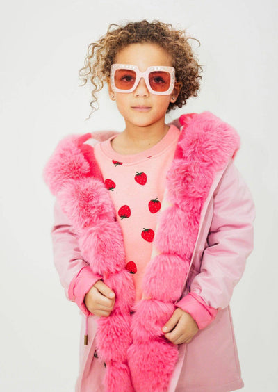 Lola + The Boys Pinky Faux Fur Parka