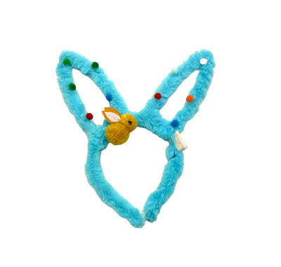 Lola + The Boys Blue Plush Bunny Ears Headband