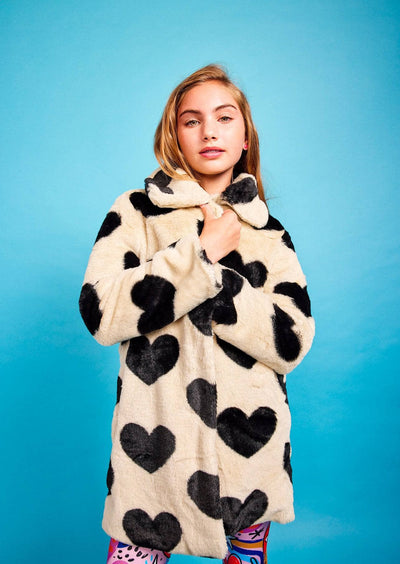 Lola + The Boys Queen of Hearts Faux Fur Coat