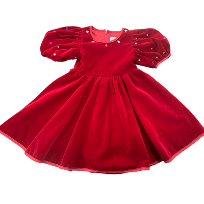 Lola + The Boys Queen Puff Gems Velour Dress