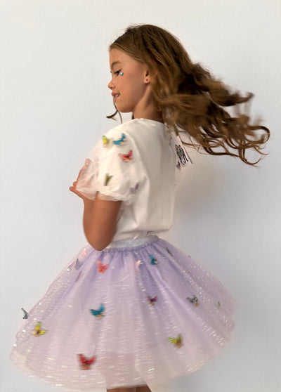 Lola + The Boys Rainbow Butterflies Tutu Skirt