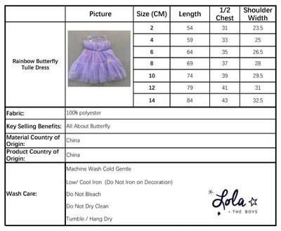 Lola + The Boys Rainbow Butterfly Tulle Dress